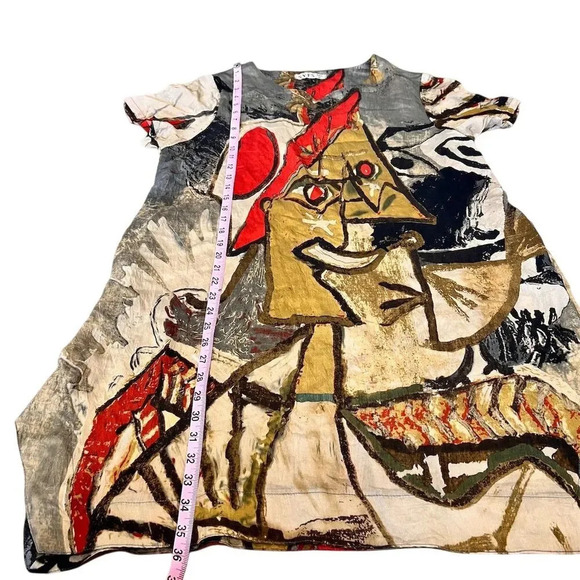 SYFS THC Women's XL Abstract Art Short Sleeve Dress Multicolor Casual - Picture 6 of 9